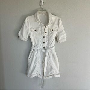 Avec Les Filles Anthropologie White Denim Romper Size Small